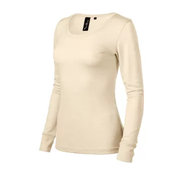   Malfini Premium Merino Rise LS - Keskeny nyakkivágású, hosszú ujjú női póló - Mandula - L