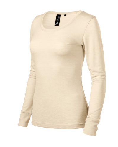 Malfini Premium Merino Rise LS - Keskeny nyakkivágású, hosszú ujjú női póló - Mandula - L