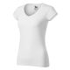 Malfini Fit V-neck - Mélyebb V-nyakú, íves szabású női póló - Fehér - XS