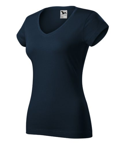 Malfini Fit V-neck - Mélyebb V-nyakú, íves szabású női póló - Tengerészkék - XS