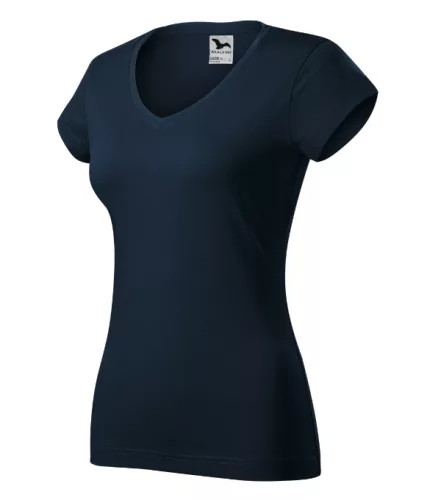 Malfini Fit V-neck - Mélyebb V-nyakú, íves szabású női póló - Tengerészkék - XS