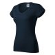 Malfini Fit V-neck - Mélyebb V-nyakú, íves szabású női póló - Tengerészkék - XS