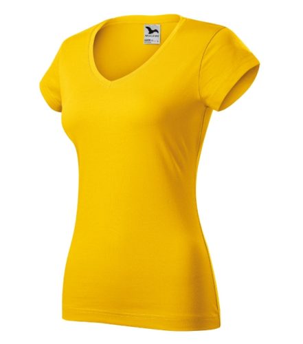 Malfini Fit V-neck - Mélyebb V-nyakú, íves szabású női póló - Sárga - XS