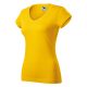 Malfini Fit V-neck - Mélyebb V-nyakú, íves szabású női póló - Sárga - L