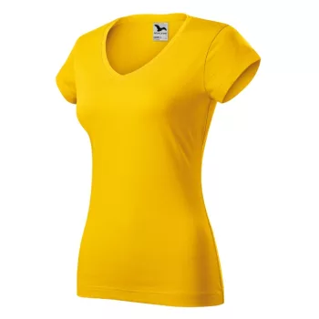   Malfini Fit V-neck - Mélyebb V-nyakú, íves szabású női póló - Sárga - XL