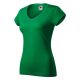 Malfini Fit V-neck - Mélyebb V-nyakú, íves szabású női póló - Fűzöld - XS