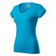 Malfini Fit V-neck - Mélyebb V-nyakú, íves szabású női póló - Türkiz - XS