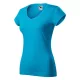 Malfini Fit V-neck - Mélyebb V-nyakú, íves szabású női póló - Türkiz - M