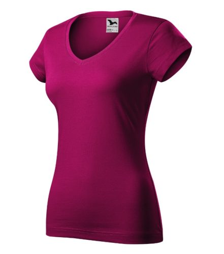 Malfini Fit V-neck - Mélyebb V-nyakú, íves szabású női póló - Fukszia - XS