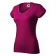 Malfini Fit V-neck - Mélyebb V-nyakú, íves szabású női póló - Fukszia - XS