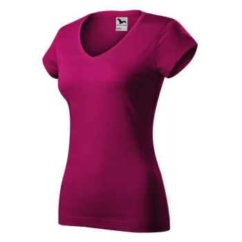   Malfini Fit V-neck - Mélyebb V-nyakú, íves szabású női póló - Fukszia - S