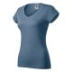 Malfini Fit V-neck - Mélyebb V-nyakú, íves szabású női póló - Farmerkék - XS