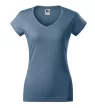 Malfini Fit V-neck - Mélyebb V-nyakú, íves szabású női póló - Farmerkék - XL