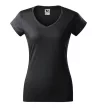 Malfini Fit V-neck - Mélyebb V-nyakú, íves szabású női póló - Ébenszürke - S