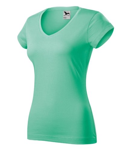 Malfini Fit V-neck - Mélyebb V-nyakú, íves szabású női póló - Menta - XS
