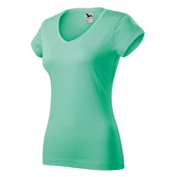   Malfini Fit V-neck - Mélyebb V-nyakú, íves szabású női póló - Menta - 2XL