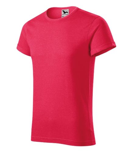 Malfini Fusion - Kerek nyakú férfi póló - Piros melírozott - 2XL