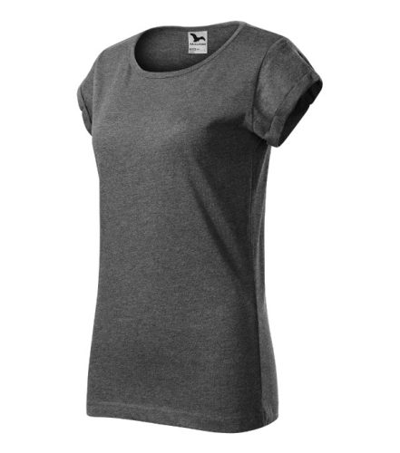 Malfini Fusion - Kerek nyakú, laza szabású női póló - Fekete melírozott - 2XL