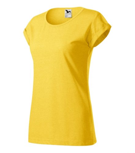 Malfini Fusion - Kerek nyakú, laza szabású női póló - Sárga melírozott - 2XL