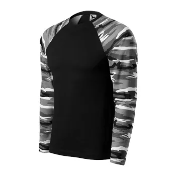   Malfini Camouflage LS - Kerek nyakú, hosszú, terepszínű ujjú unisex póló - Szürke terepszín - L