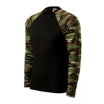   Malfini Camouflage LS - Kerek nyakú, hosszú, terepszínű ujjú unisex póló - Barna terepszín - M