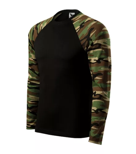 Malfini Camouflage LS - Kerek nyakú, hosszú, terepszínű ujjú unisex póló - Barna terepszín - L