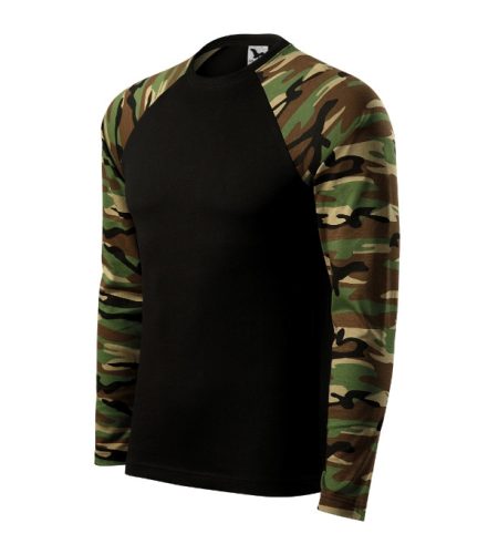 Malfini Camouflage LS - Kerek nyakú, hosszú, terepszínű ujjú unisex póló - Barna terepszín - 2XL