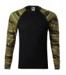 Malfini Camouflage LS - Kerek nyakú, hosszú, terepszínű ujjú unisex póló - Zöld terepszín - L