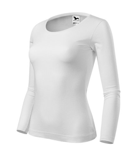 Malfini Fit-T LS - Mélyebb, kerek nyakkivágású, hosszú ujjú női póló - Fehér - XS
