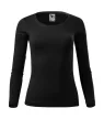 Malfini Fit-T LS - Mélyebb, kerek nyakkivágású, hosszú ujjú női póló - Fekete - XS