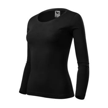   Malfini Fit-T LS - Mélyebb, kerek nyakkivágású, hosszú ujjú női póló - Fekete - M