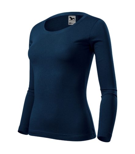 Malfini Fit-T LS - Mélyebb, kerek nyakkivágású, hosszú ujjú női póló - Tengerészkék - XS