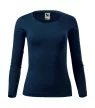 Malfini Fit-T LS - Mélyebb, kerek nyakkivágású, hosszú ujjú női póló - Tengerészkék - 2XL