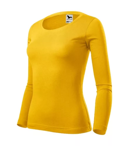Malfini Fit-T LS - Mélyebb, kerek nyakkivágású, hosszú ujjú női póló - Sárga - S