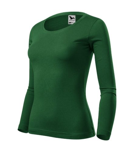 Malfini Fit-T LS - Mélyebb, kerek nyakkivágású, hosszú ujjú női póló - Üvegzöld - XS