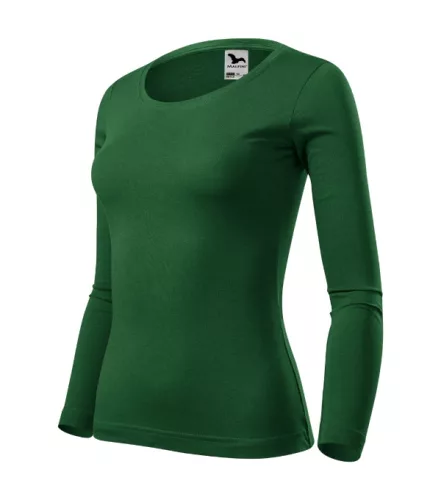 Malfini Fit-T LS - Mélyebb, kerek nyakkivágású, hosszú ujjú női póló - Üvegzöld - XS