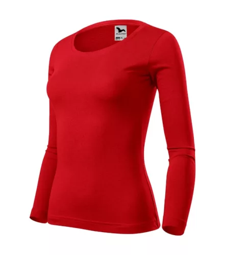 Malfini Fit-T LS - Mélyebb, kerek nyakkivágású, hosszú ujjú női póló - Piros - XL
