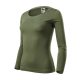 Malfini Fit-T LS - Mélyebb, kerek nyakkivágású, hosszú ujjú női póló - Khaki - XS