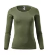 Malfini Fit-T LS - Mélyebb, kerek nyakkivágású, hosszú ujjú női póló - Khaki - S