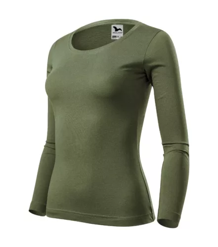 Malfini Fit-T LS - Mélyebb, kerek nyakkivágású, hosszú ujjú női póló - Khaki - XL
