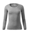 Malfini Fit-T LS - Mélyebb, kerek nyakkivágású, hosszú ujjú női póló - Sötétszürke melírozott - XS