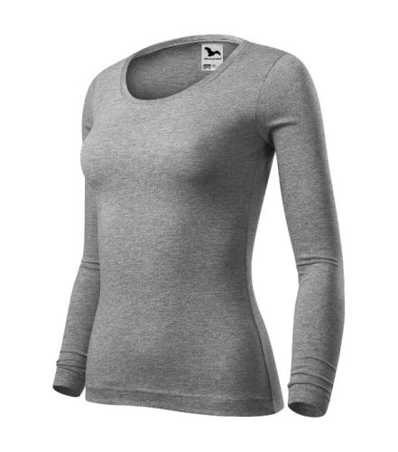 Malfini Fit-T LS - Mélyebb, kerek nyakkivágású, hosszú ujjú női póló - Sötétszürke melírozott - 2XL