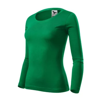   Malfini Fit-T LS - Mélyebb, kerek nyakkivágású, hosszú ujjú női póló - Fűzöld - L