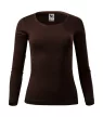 Malfini Fit-T LS - Mélyebb, kerek nyakkivágású, hosszú ujjú női póló - Kávé - S