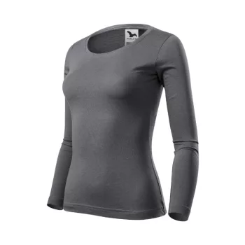   Malfini Fit-T LS - Mélyebb, kerek nyakkivágású, hosszú ujjú női póló - Acélszürke - XS