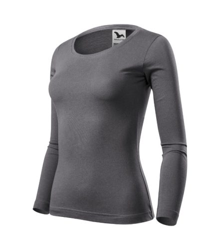 Malfini Fit-T LS - Mélyebb, kerek nyakkivágású, hosszú ujjú női póló - Acélszürke - XS