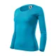 Malfini Fit-T LS - Mélyebb, kerek nyakkivágású, hosszú ujjú női póló - Türkiz - XS