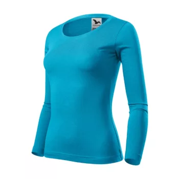   Malfini Fit-T LS - Mélyebb, kerek nyakkivágású, hosszú ujjú női póló - Türkiz - M