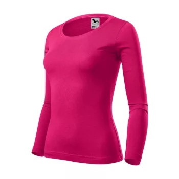   Malfini Fit-T LS - Mélyebb, kerek nyakkivágású, hosszú ujjú női póló - Málna - XS