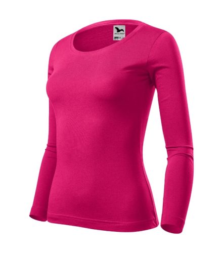 Malfini Fit-T LS - Mélyebb, kerek nyakkivágású, hosszú ujjú női póló - Málna - XS